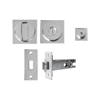 EPDQ 4 72 - Karcher Design Square Pocket Door Flush Handle Set &lpar;Privacy Latch&rpar; - Polished Stainless Steel