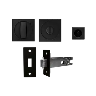 EPDQ 4 83 - Karcher Design Square Pocket Door Flush Handle Set &lpar;Privacy Latch&rpar; - Cosmos Black
