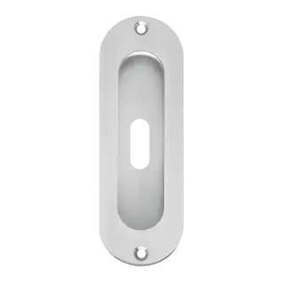 EZ1702 BB 71 - Karcher Design Oval Standard Keyhole Flush Pull 120mm &lpar;Face Fix&rpar; - Satin Stainless Steel