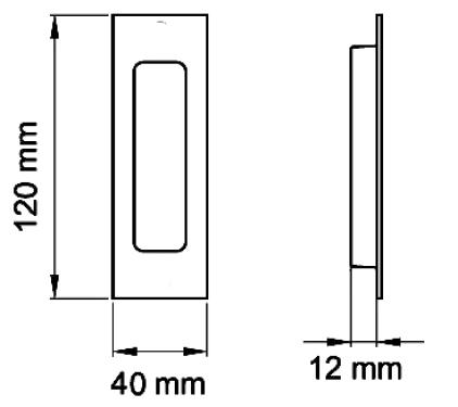 Click Here To Enlarge This Photo Of EZ1603Q 71 - Karcher Design Rectangular Flush Pull Handle 120mm &lpar;Concealed Fix&rpar; - Satin Stainless Steel