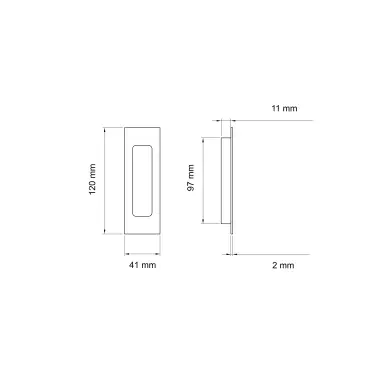 Click Here To Enlarge This Photo Of EZ1720Q 83 - Karcher Design Rectangular Flush Pull Handle 120mm &lpar;Concealed Fix&rpar; - Cosmos Black