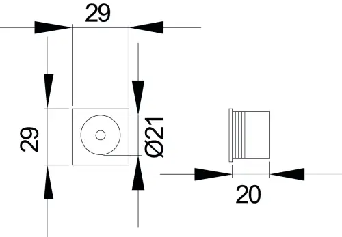 Click Here To Enlarge This Photo Of EZ1705Q 71 - Karcher Design Square Pocket Door Finger Pull 29mm &lpar;Face Fix&rpar; - Satin Stainless Steel