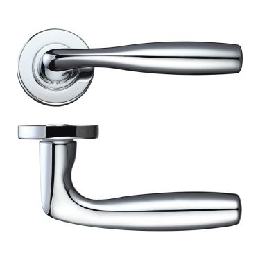 Click Here To Enlarge This Photo Of RM070CP - Zoo Hardware Rosso Maniglie 'Corvus' Lever on Round Rose - Polished Chrome