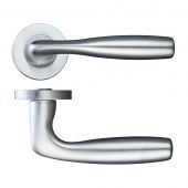 RM070SC - Zoo Hardware Rosso Maniglie 'Corvus' Lever on Round Rose - Satin Chrome