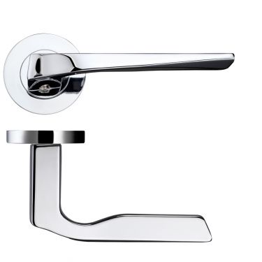 Click Here To Enlarge This Photo Of RM090CP - Zoo Hardware Rosso Maniglie 'Lyra' Lever on Round Rose - Polished Chrome
