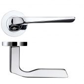 RM090CP - Zoo Hardware Rosso Maniglie 'Lyra' Lever on Round Rose - Polished Chrome