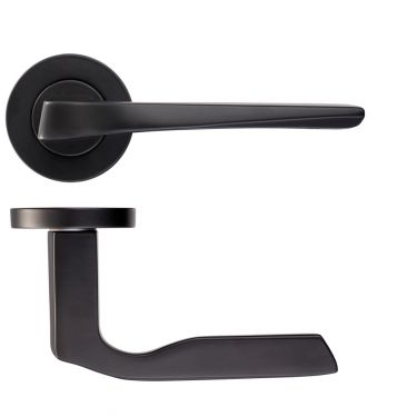 Click Here To Enlarge This Photo Of RM090PCB - Zoo Hardware Rosso Maniglie 'Lyra' Lever on Round Rose - Powder Coat Black