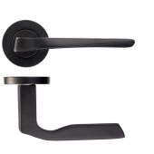 RM090PCB - Zoo Hardware Rosso Maniglie 'Lyra' Lever on Round Rose - Powder Coat Black