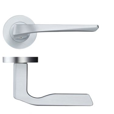 Click Here To Enlarge This Photo Of RM090SC - Zoo Hardware Rosso Maniglie 'Lyra' Lever on Round Rose - Satin Chrome