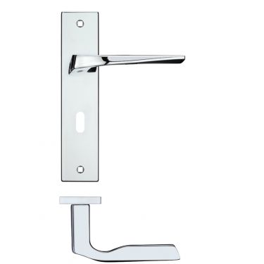 Click Here To Enlarge This Photo Of RM091CP - Zoo Hardware Rosso Maniglie 'Lyra' Lever Lock (57mm c/c) on Backplate (190x42mm) Polished Chrome
