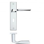 RM091CP - Zoo Hardware Rosso Maniglie 'Lyra' Lever Lock (57mm c/c) on Backplate (190x42mm) Polished Chrome