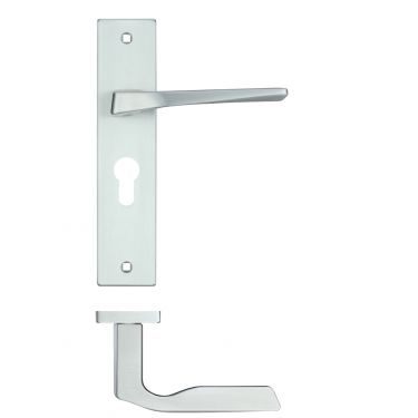 Click Here To Enlarge This Photo Of RM091EPSC - Zoo Hardware Rosso Maniglie 'Lyra' Lever Euro Profile Lock (47.5mm c/c) on Backplate (190x42mm) Satin Chrome