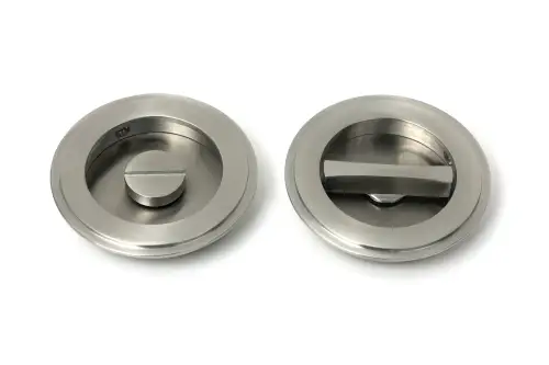 Click Here To Enlarge This Photo Of 52516 From The Anvil Satin Marine SS &lpar;316&rpar; 75mm Art Deco Round Pull - Privacy Set