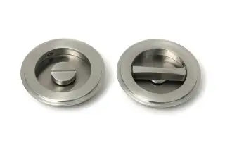 52516 From The Anvil Satin Marine SS &lpar;316&rpar; 75mm Art Deco Round Pull - Privacy Set