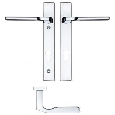 Click Here To Enlarge This Photo Of RM12NP92CP - Zoo Hardware Rosso Maniglie 'Vela' Lever 92mm Euro Lock on Narrow Backplate (220x32mm) 122mm Screw Centres -Polished Chrome