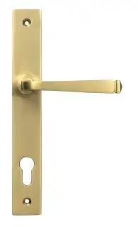 52084 From The Anvil Satin Brass Avon Slimline Lever Espag&period; Lock Set