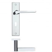 RM131CP - Zoo Hardware Rosso Maniglie 'Draco' Lever Lock (57mm c/c) on Backplate (190x42mm) Polished Chrome