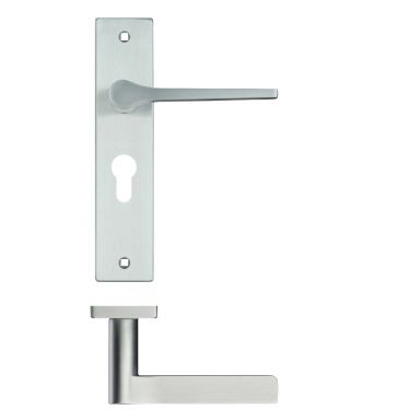Click Here To Enlarge This Photo Of RM131EPSC - Zoo Hardware Rosso Maniglie 'Draco' Lever Euro Profile Lock (47.5mm c/c) on Backplate (190x42mm) Satin Chrome