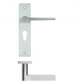 RM131EPSC - Zoo Hardware Rosso Maniglie 'Draco' Lever Euro Profile Lock (47.5mm c/c) on Backplate (190x42mm) Satin Chrome