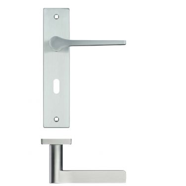 Click Here To Enlarge This Photo Of RM131SC - Zoo Hardware Rosso Maniglie 'Draco' Lever Lock (57mm c/c) on Backplate (190x42mm) Satin Chrome