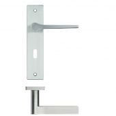 RM131SC - Zoo Hardware Rosso Maniglie 'Draco' Lever Lock (57mm c/c) on Backplate (190x42mm) Satin Chrome