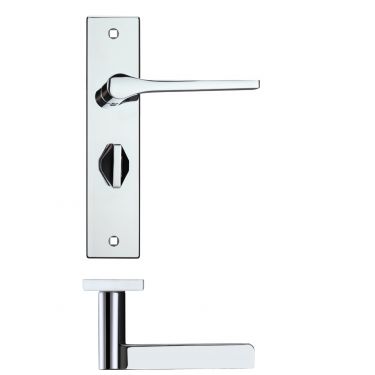 Click Here To Enlarge This Photo Of RM133CP - Zoo Hardware Rosso Maniglie 'Draco' Lever Bathroom (57mm c/c) on Backplate (190x42mm) Polished Chrome