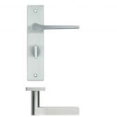 RM133SC - Zoo Hardware Rosso Maniglie 'Draco' Lever Bathroom (57mm c/c) on Backplate (190x42mm) Satin Chrome