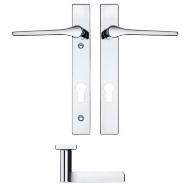 Click Here To Enlarge This Photo Of RM13NP92CP - Zoo Hardware Rosso Maniglie 'Draco' Lever 92mm Euro Lock on Narrow Backplate (220x32mm) 122mm Screw Centres -Polished Chrome