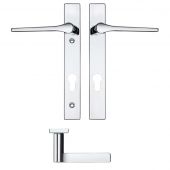 RM13NP92CP - Zoo Hardware Rosso Maniglie 'Draco' Lever 92mm Euro Lock on Narrow Backplate (220x32mm) 122mm Screw Centres -Polished Chrome