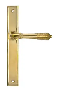 52425 From The Anvil Polished Brass Reeded Slimline Lever Latch Set