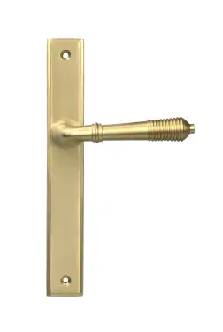 Click Here To Enlarge This Photo Of 52427 From The Anvil Satin Brass Reeded Slimline Lever Latch Set