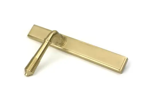 Click Here To Enlarge This Photo Of 52427 From The Anvil Satin Brass Reeded Slimline Lever Latch Set
