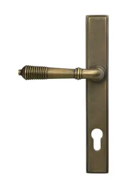 Click Here To Enlarge This Photo Of 52423 From The Anvil Burnished Brass Reeded Slimline Lever Espag&period; Lock Set