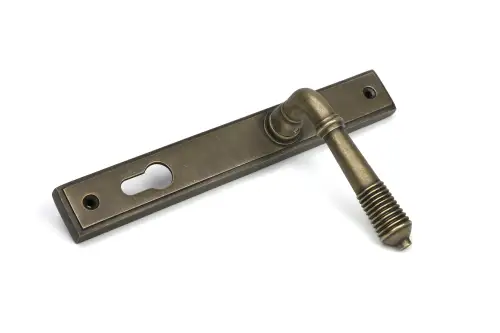 Click Here To Enlarge This Photo Of 52423 From The Anvil Burnished Brass Reeded Slimline Lever Espag&period; Lock Set