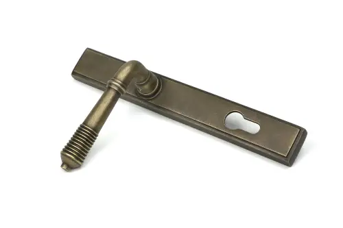 Click Here To Enlarge This Photo Of 52423 From The Anvil Burnished Brass Reeded Slimline Lever Espag&period; Lock Set