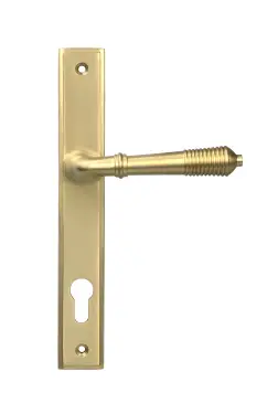 Click Here To Enlarge This Photo Of 52424 From The Anvil Satin Brass Reeded Slimline Lever Espag&period; Lock Set