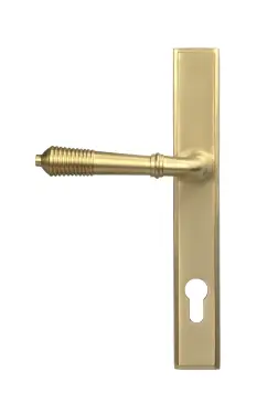 Click Here To Enlarge This Photo Of 52424 From The Anvil Satin Brass Reeded Slimline Lever Espag&period; Lock Set