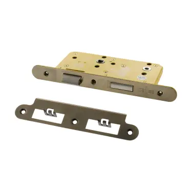 Click Here To Enlarge This Photo Of Atlantic - ALKDINRB60HDAB DIN &lpar;Radius&rpar; Heavy Duty Bathroom Lock 60mm Backset &lpar;78mm c&sol;c&rpar; - Antique Brass