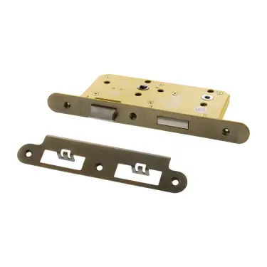 Click Here To Enlarge This Photo Of Atlantic - ALKDINRB60HDMAB DIN &lpar;Radius&rpar; Heavy Duty Bathroom Lock 60mm Backset &lpar;78mm c&sol;c&rpar; - Matt Antique Brass