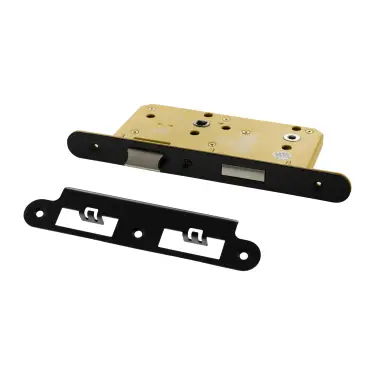 Click Here To Enlarge This Photo Of Atlantic - ALKDINRB60HDMB DIN &lpar;Radius&rpar; Heavy Duty Bathroom Lock 60mm Backset &lpar;78mm c&sol;c&rpar; - Matt Black