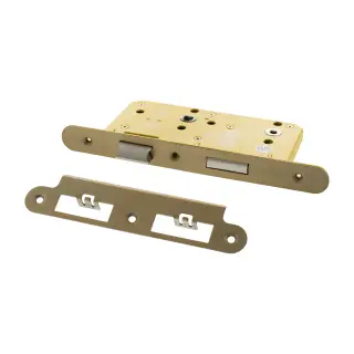 Atlantic - ALKDINRB60HDSB DIN &lpar;Radius&rpar; Heavy Duty Bathroom Lock 60mm Backset &lpar;78mm c&sol;c&rpar; - Satin Brass