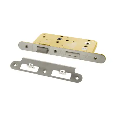 Click Here To Enlarge This Photo Of Atlantic - ALKDINRB60HDSC DIN &lpar;Radius&rpar; Heavy Duty Bathroom Lock 60mm Backset &lpar;78mm c&sol;c&rpar; - Satin Chrome