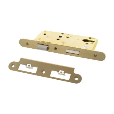 Click Here To Enlarge This Photo Of Atlantic - ALKDINRES60HDSB DIN &lpar;Radius&rpar; Heavy Duty Euro Profile Sashlock 60mm Backset &lpar;72mm c&sol;c&rpar; - Satin Brass