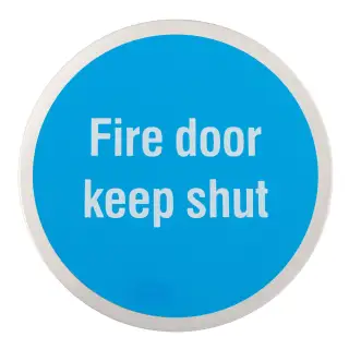 Eclipse 34756 Satin Stainless Steel 76mm 'Fire Door Keep Shut' Symbol &lpar;Self Adhesive&rpar;