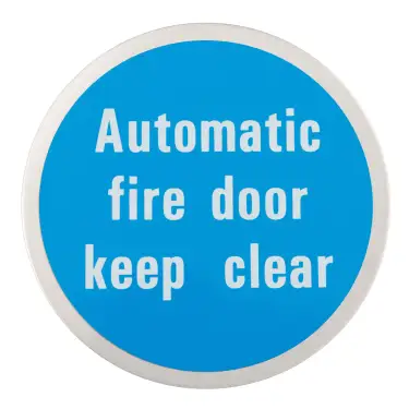 Click Here To Enlarge This Photo Of Eclipse 34758 Satin Stainless Steel 76mm 'Automatic Fire Door Keep Clear' Symbol &lpar;Self Adhesive&rpar;