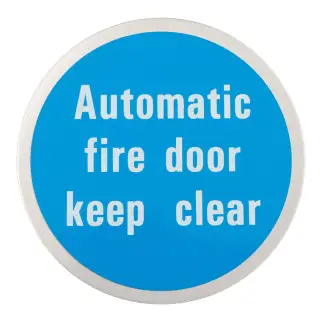 Eclipse 34758 Satin Stainless Steel 76mm 'Automatic Fire Door Keep Clear' Symbol &lpar;Self Adhesive&rpar;