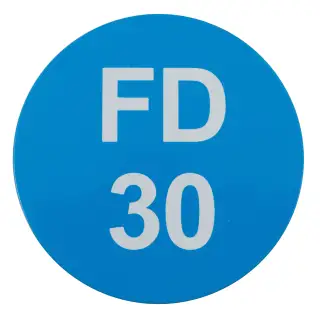 Eclipse 34759 Satin Stainless Steel 50mm 'FD30' Sign &lpar;Self Adhesive&rpar;
