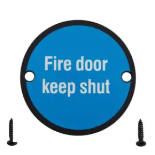 Eclipse 34986 Matt Black &lpar;SS&rpar; 75mm 'Fire Door Keep Shut' Symbol