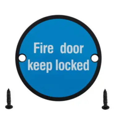 Click Here To Enlarge This Photo Of Eclipse 34987 Matt Black &lpar;SS&rpar; 75mm 'Fire Door Keep Locked' Symbol