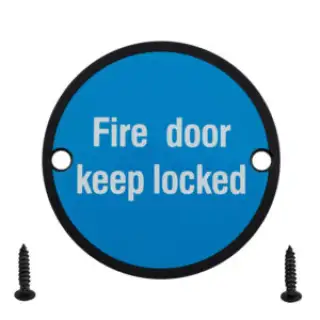 Eclipse 34987 Matt Black &lpar;SS&rpar; 75mm 'Fire Door Keep Locked' Symbol